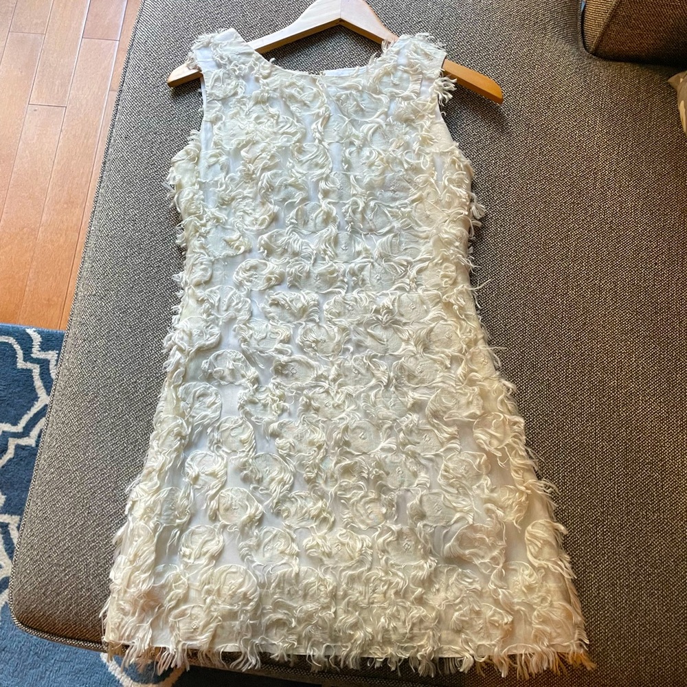 Vintage handmade one-of-a-kind white frilly sheath dress. Size 0